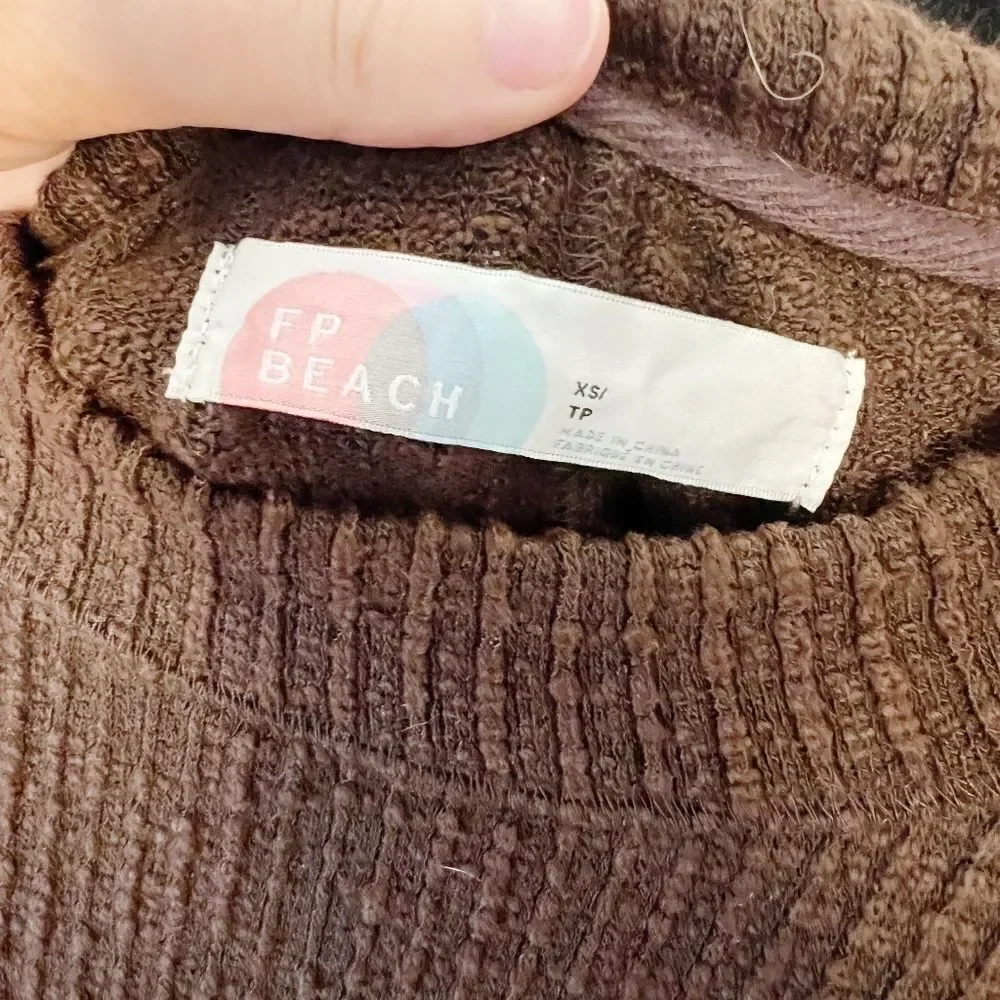 FREE PEOPLE FP Beach Gulfport Pullover Sweatshirt Sweater Size XS Brown